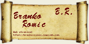 Branko Romić vizit kartica